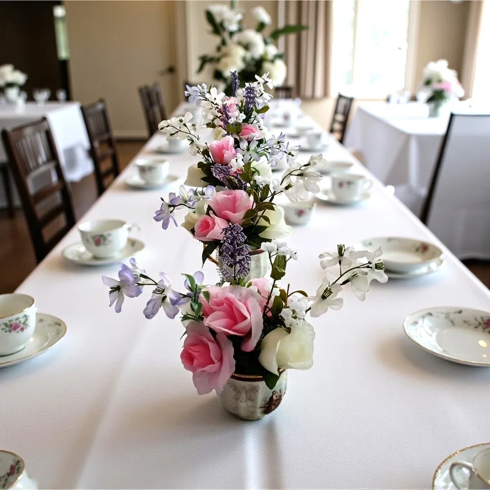 Mary Pop-Ins Tea Cup Floral Arrangement pink white
